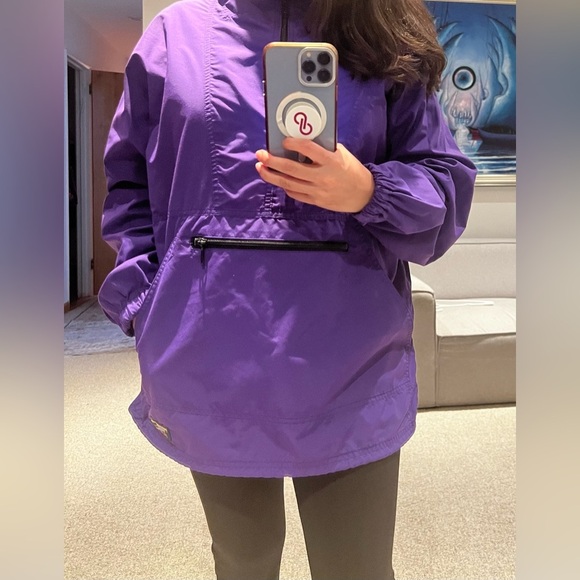 LL Bean Vintage Anorak Jacket Medium Purple Hooded raincoat - Picture 3 of 12